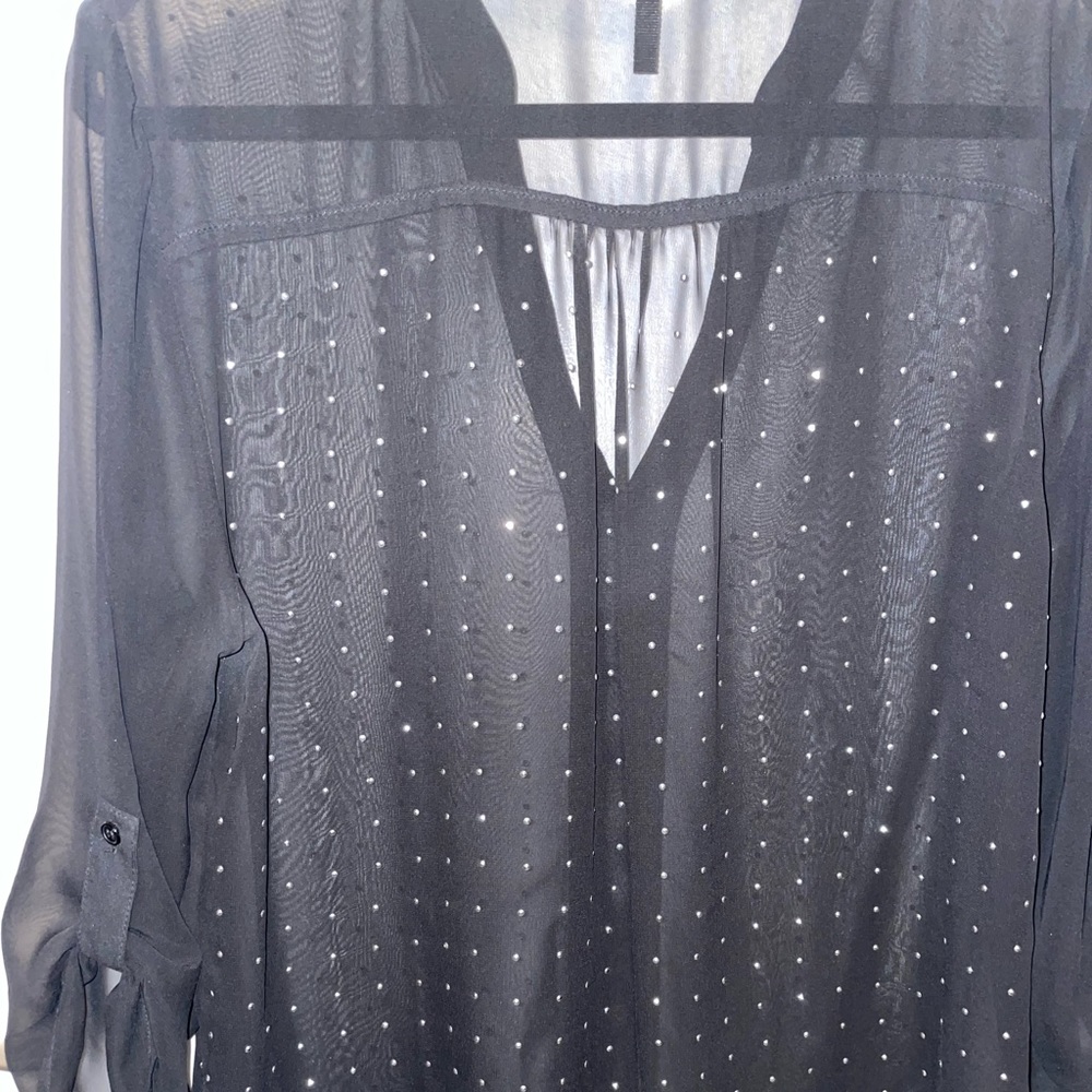 Sheer rhinestone embellished blouse